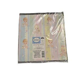 Precious Moments Baby Gift Wrap 2 Sheets 20 In X 2.5 Ft Pastel Pink Yellow & Blu